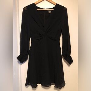 NWT Club Monaco Black Twist-Front Long Sleeve Dress